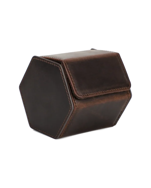 Brown watch roll case with leather-style exterior