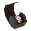 Open brown watch roll case with soft interior for single watch storage
