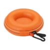 round-watch-case-orange-closed Orange Watch Travel Case – Round Zipper Case with Clip
