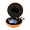 round-watch-case-orange-open-with-watch Orange Watch Travel Case – Round Zipper Case with Clip
