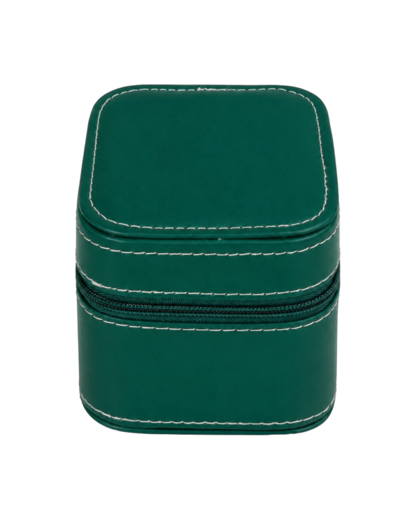 single-watch-box-teal-closed Green Watch Travel Case – Square Zipper Watch Storage Box