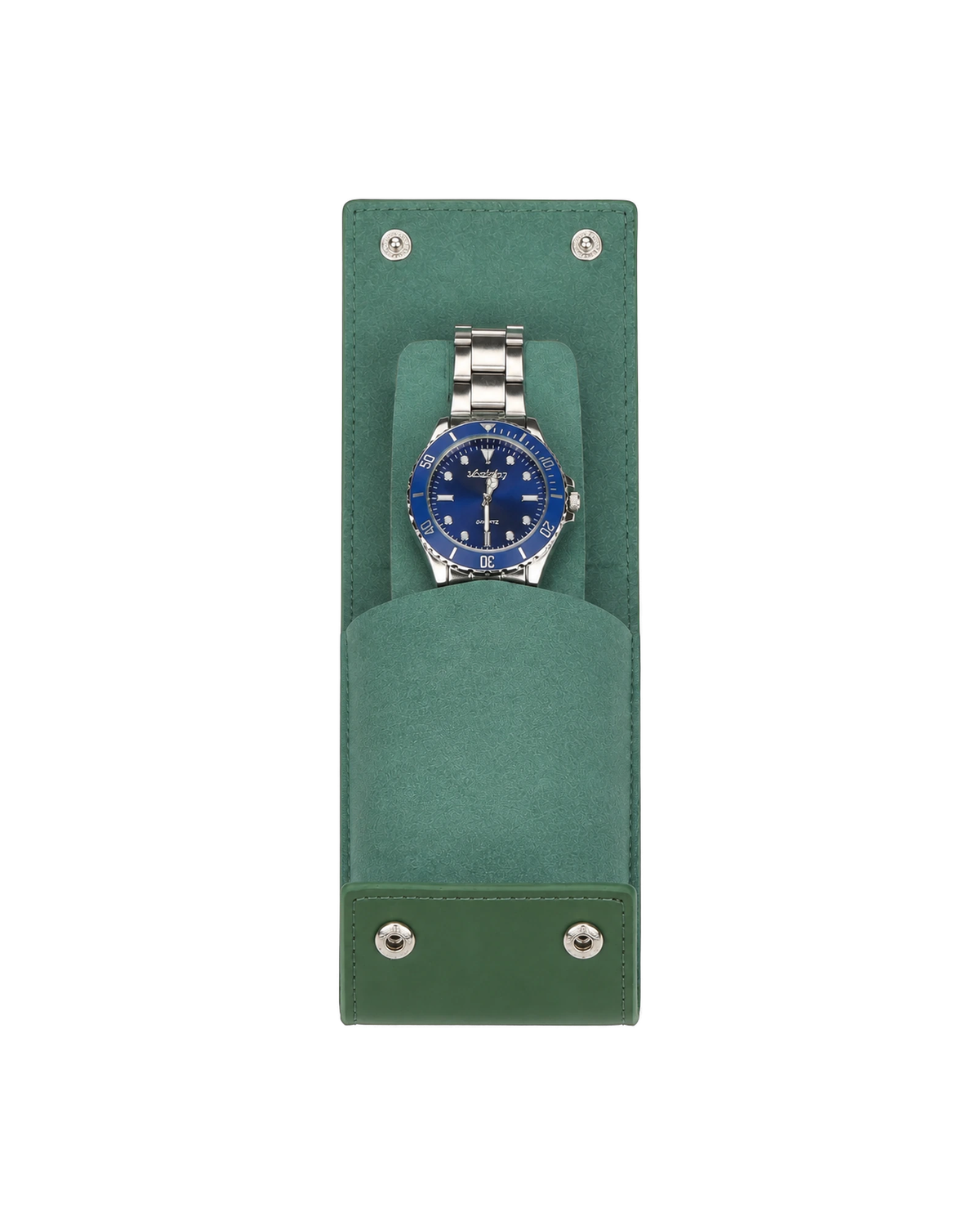 Brown Leather Travel Watch Organizer Case Open View