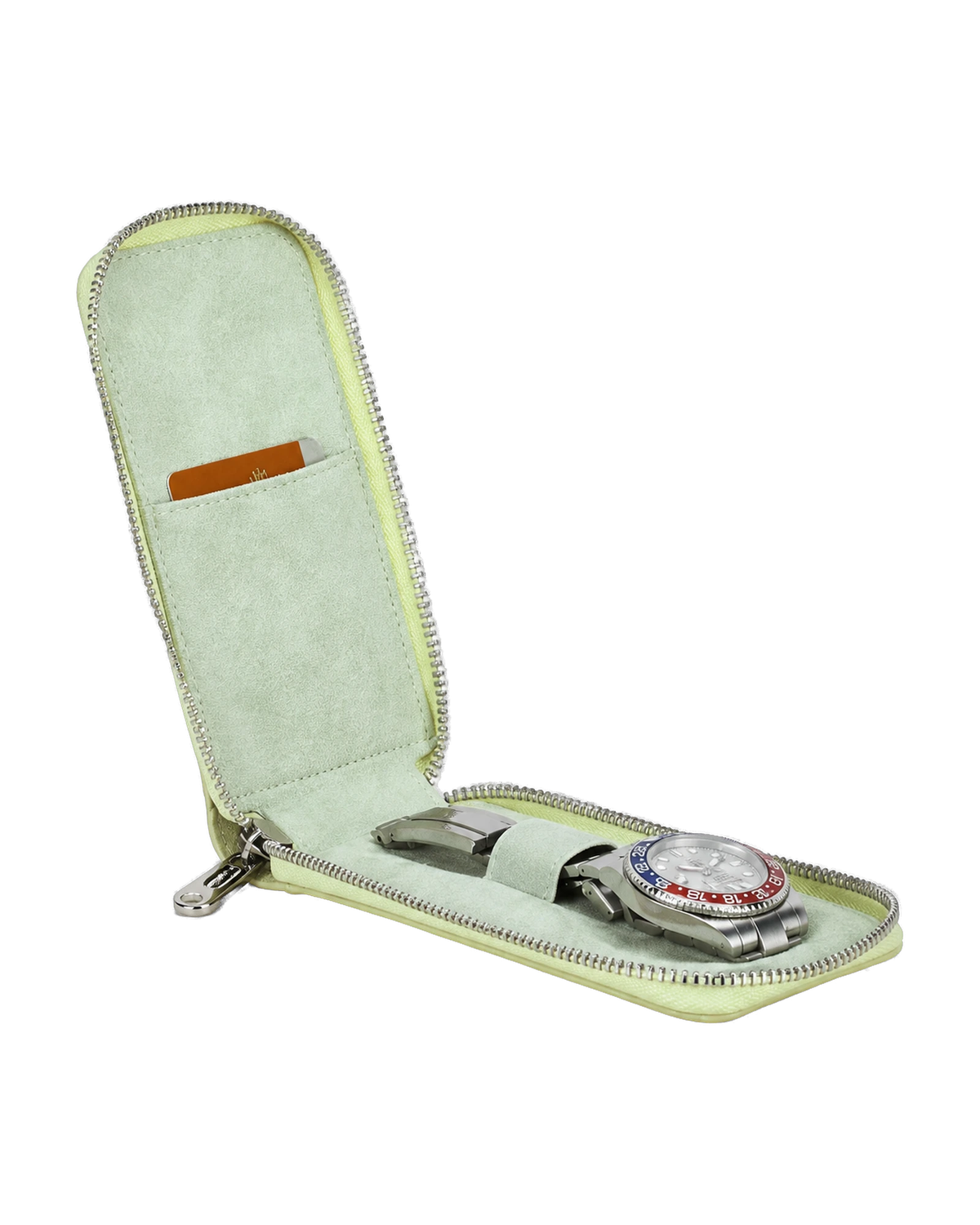 Brown Leather Watch Roll Case Open View